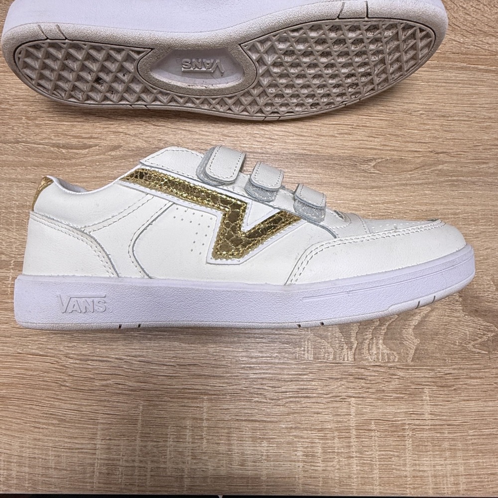 Vans Lowland CC ComfyCush White Gold Glitter Sneakers Womens 10 Mens 8.5
